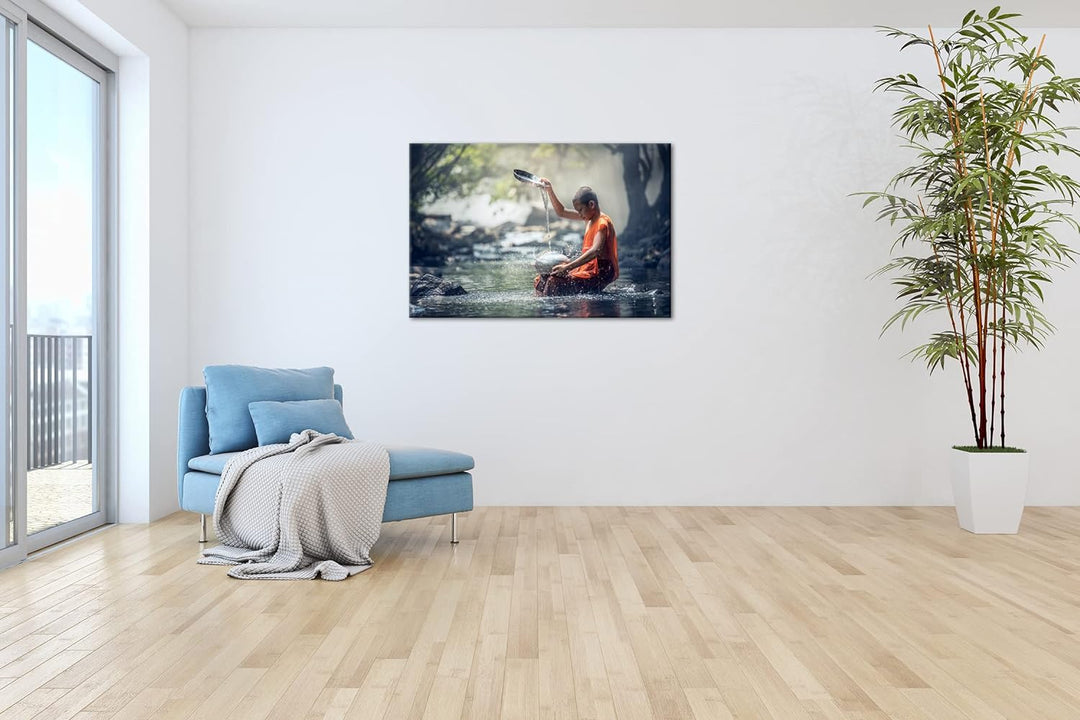 deyoli Buddhistischer Mönch Format: 80x60 als Leinwand, Motiv fertig gerahmt auf Echtholzrahmen, Hoc