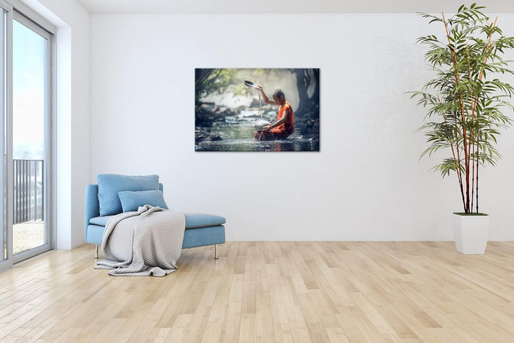deyoli Buddhistischer Mönch Format: 80x60 als Leinwand, Motiv fertig gerahmt auf Echtholzrahmen, Hoc