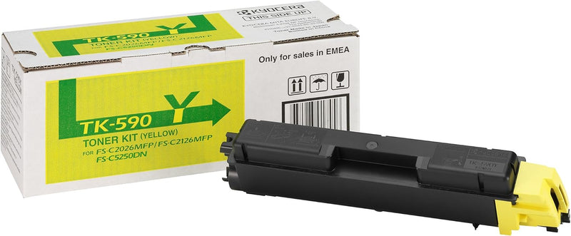 Kyocera TK-590Y Toner Gelb, Original Tonerkartusche 1T02KVCNL0. Kompatibel für ECOSYS M6026cdn Gelb