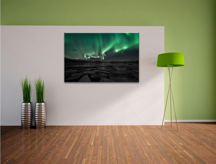 Pixxprint Polarlicht am Himmel als Leinwandbild/Grösse: 100x70 / Wandbild/Kunstdruck/fertig bespannt
