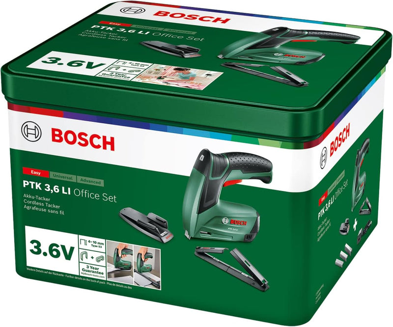 Bosch Home and Garden Bosch Akku Tacker PTK 3,6 LI Office Set mit Papierhefter und Broschürenhefter