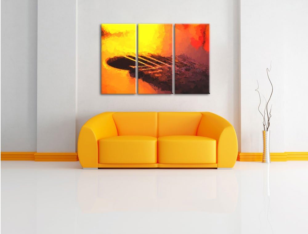 Pixxprint Gitarre als Leinwandbild/Grösse: 3 Teilig (120x80 cm) cm/Wandbild/Kunstdruck/fertig bespan