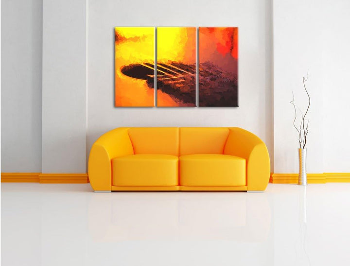 Pixxprint Gitarre als Leinwandbild/Grösse: 3 Teilig (120x80 cm) cm/Wandbild/Kunstdruck/fertig bespan