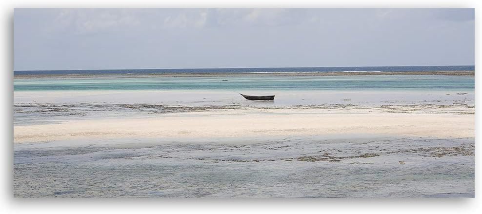 Wandbild XXL Boot Deko Kunst Bilder Landschaft Beige 150x50 cm Deko paneel 150x50 cm Beige_C, Deko p