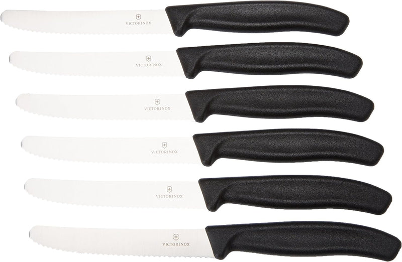 Victorinox Tafelmessergeschenkset Swissclassic Rund Küchenbesteck, Schwarz, STANDARD