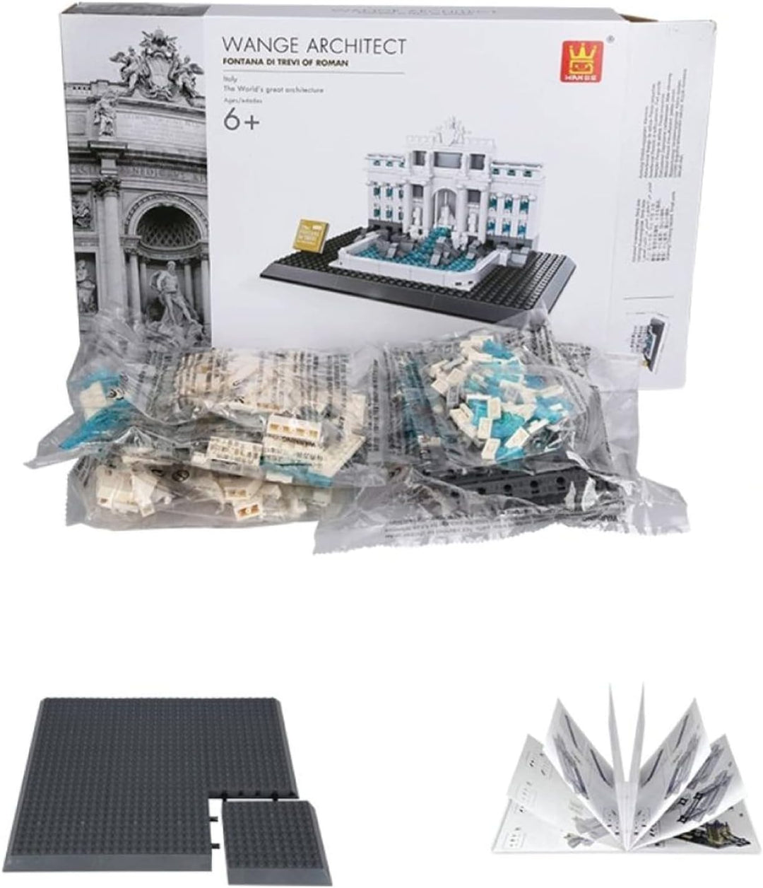 Wange Trevi-Brunnen Architektur-Modell, zur Montage mit Bausteinen Fontana Di Trevi - Italien, Fonta