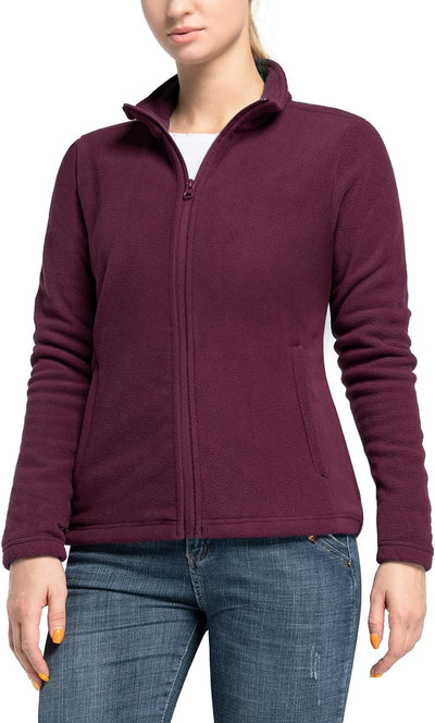 33,000ft Damen Fleecejacke mit Durchgehendem Reissverschluss Stehkragen Damen Leichte Fleece Jacke A