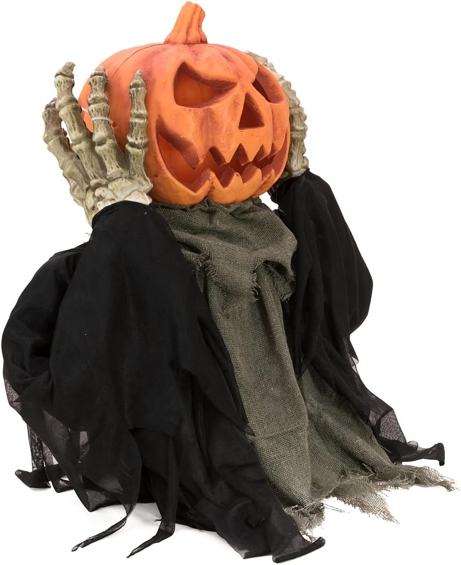 EUROPALMS Halloween Figur POP-UP Kürbis, animiert 70cm | Animierter Kürbismonster-Oberkörper mit Lic