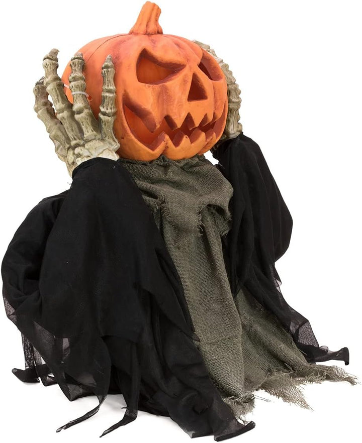 EUROPALMS Halloween Figur POP-UP Kürbis, animiert 70cm | Animierter Kürbismonster-Oberkörper mit Lic