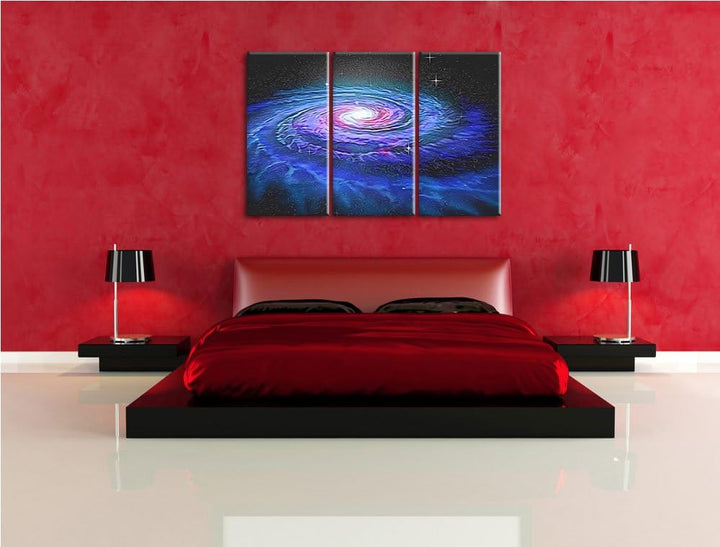 Sternenwirbel Galaxie Spezial 3-Teiler Leinwandbild 120x80 Bild auf Leinwand, XXL riesige Bilder fer