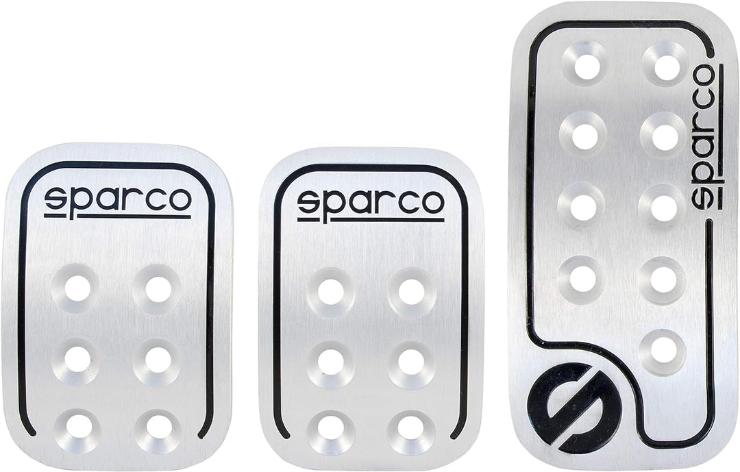 Walser 16959 Pedalset Sparco Racing 3 - teilig & SPC Gurtpolster Set schwarz Aluminium Bundle mit Gu