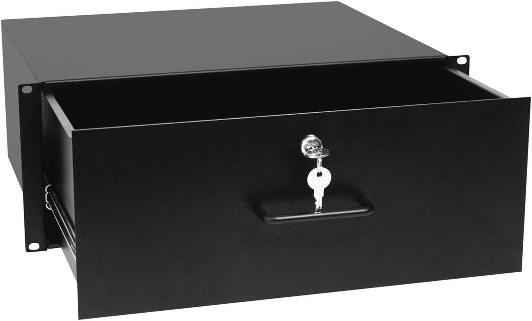 OMNITRONIC Rackschublade mit Schloss 4HE | Abschliessbare Schublade für 19" Racks