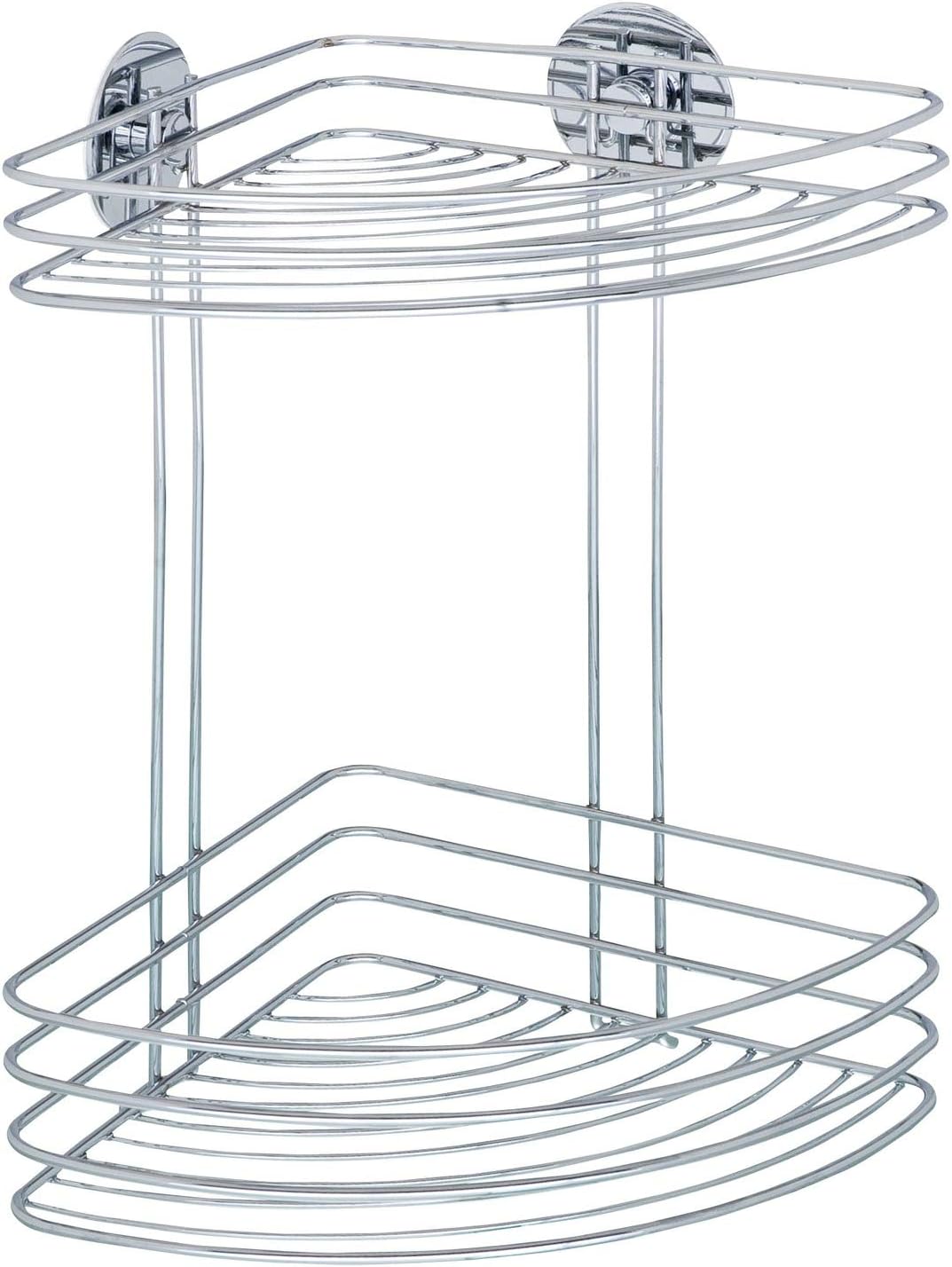 WENKO Turbo-Loc® Eckregal 2 Ablagen - Befestigen ohne bohren, Stahl, 26.5 x 33 x 20 cm, Chrom 33 x 2