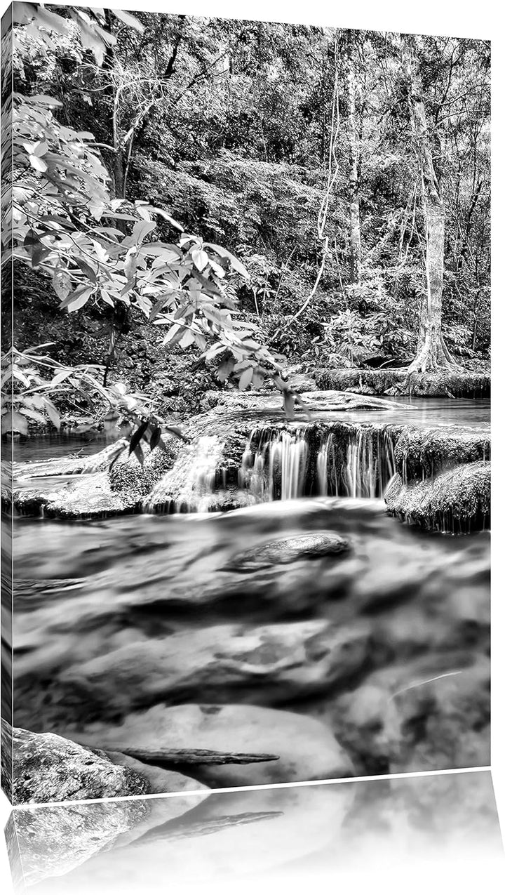 Pixxprint Tropischer Fluss / 100x70cm Leinwandbild bespannt auf Holzrahmen/Wandbild Kunstdruck Dekor