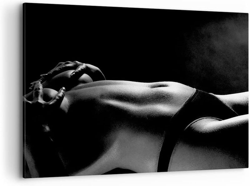 Bilder auf Leinwand 100x70cm Leinwandbild mit Rahmen Anatomie Frau nackt Gross Wanddeko Bild Schlafz