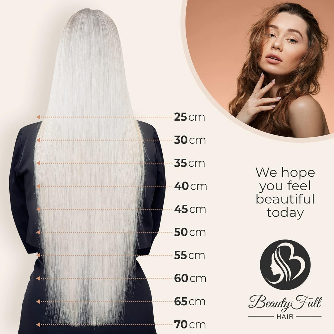 Beauty Full Hair Clip in Extensions Echthaar 55cm 100g Weissblond/Ice|Haarverlängerung Echthaar Clip