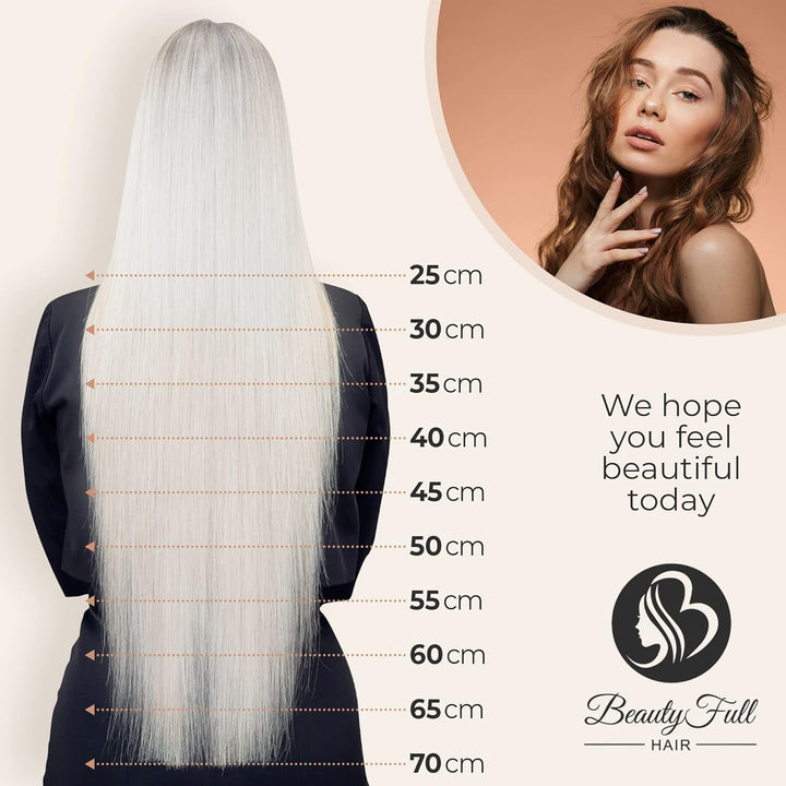 Beauty Full Hair Clip in Extensions Echthaar 55cm 100g Weissblond/Ice|Haarverlängerung Echthaar Clip