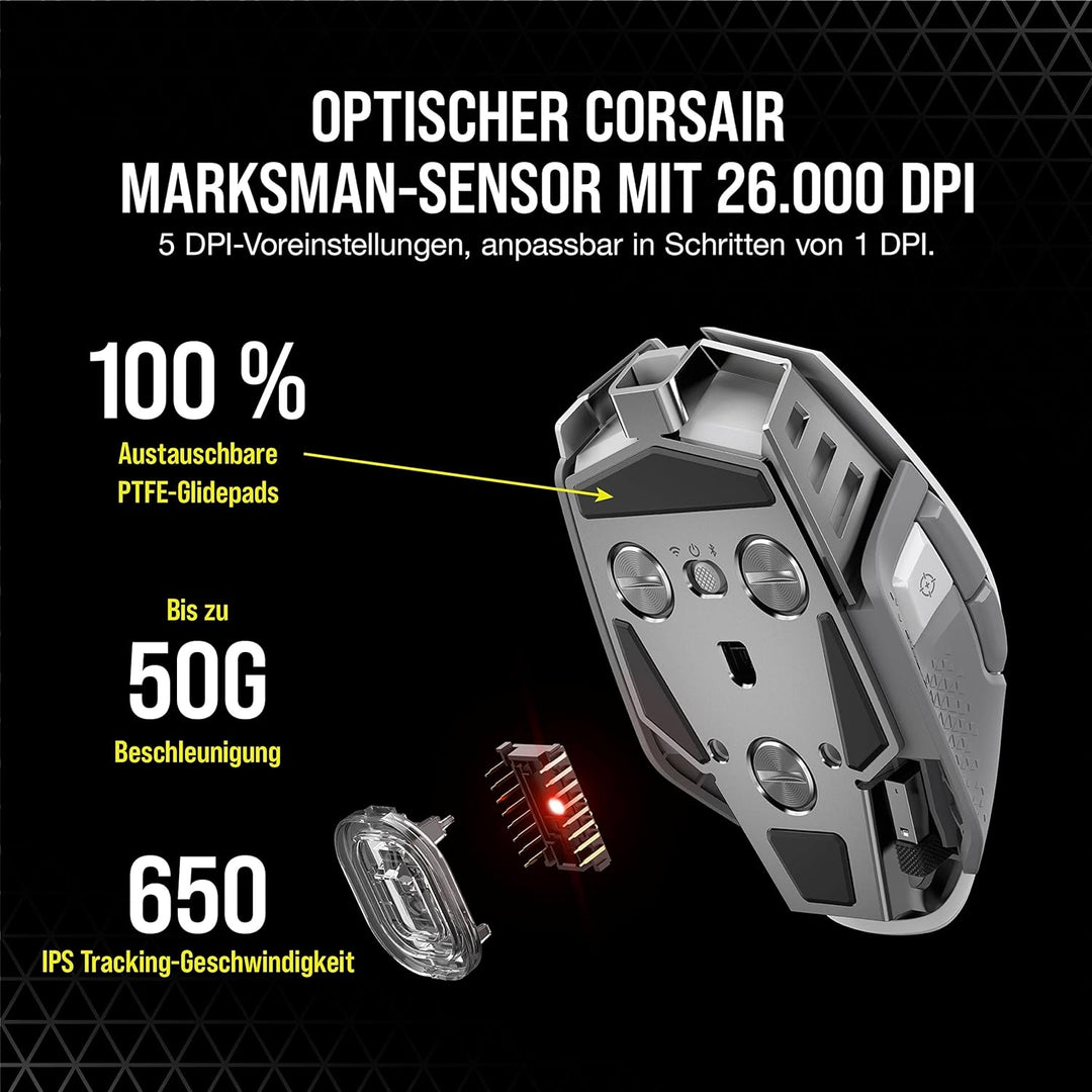 CORSAIR M65 RGB ULTRA WIRELESS Tunable FPS Gaming Mouse - 26.000 DPI - Sub-1ms Wireless - Gewichtssy