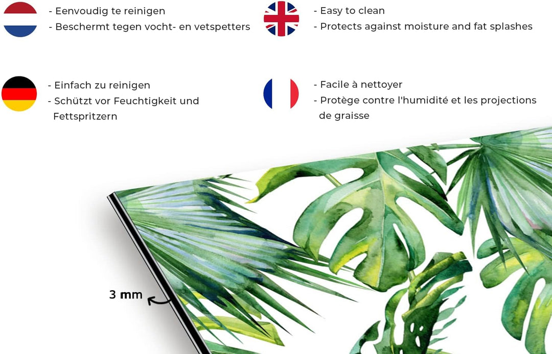 MuchoWow Spritzschutz Küche Küchenrückwand Alu Poster Bilder 80x40 cm Bohème - Blätter - Blumen - Tr