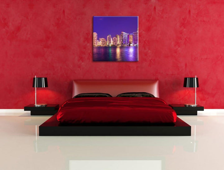 Pixxprint Skyline von Miami Florida als Leinwandbild/Grösse: 70x70 cm/Wandbild/Kunstdruck/fertig bes