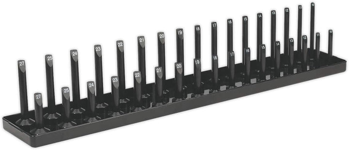 Sealey SH1217 Steckschlüsselhalter, 1,27 cm Vierkantantrieb, 10 mm-27 mm, schwarz