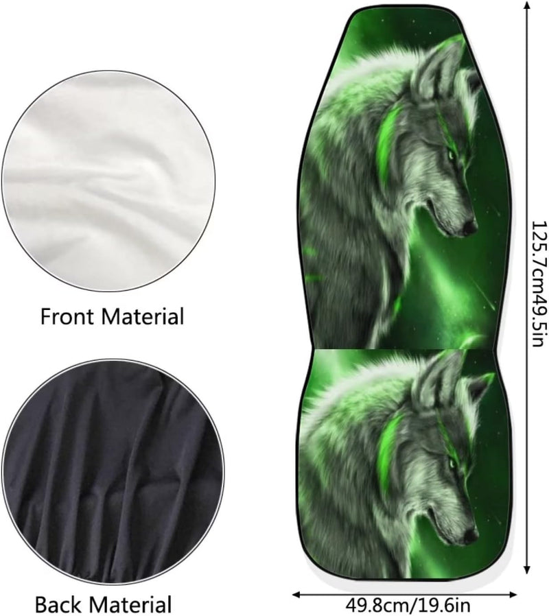 chaqlin Galaxy Wolf Autositzbezüge Set,2-Pack Starry Night Wolf Auto Front Seat Protector Fahrzeug E