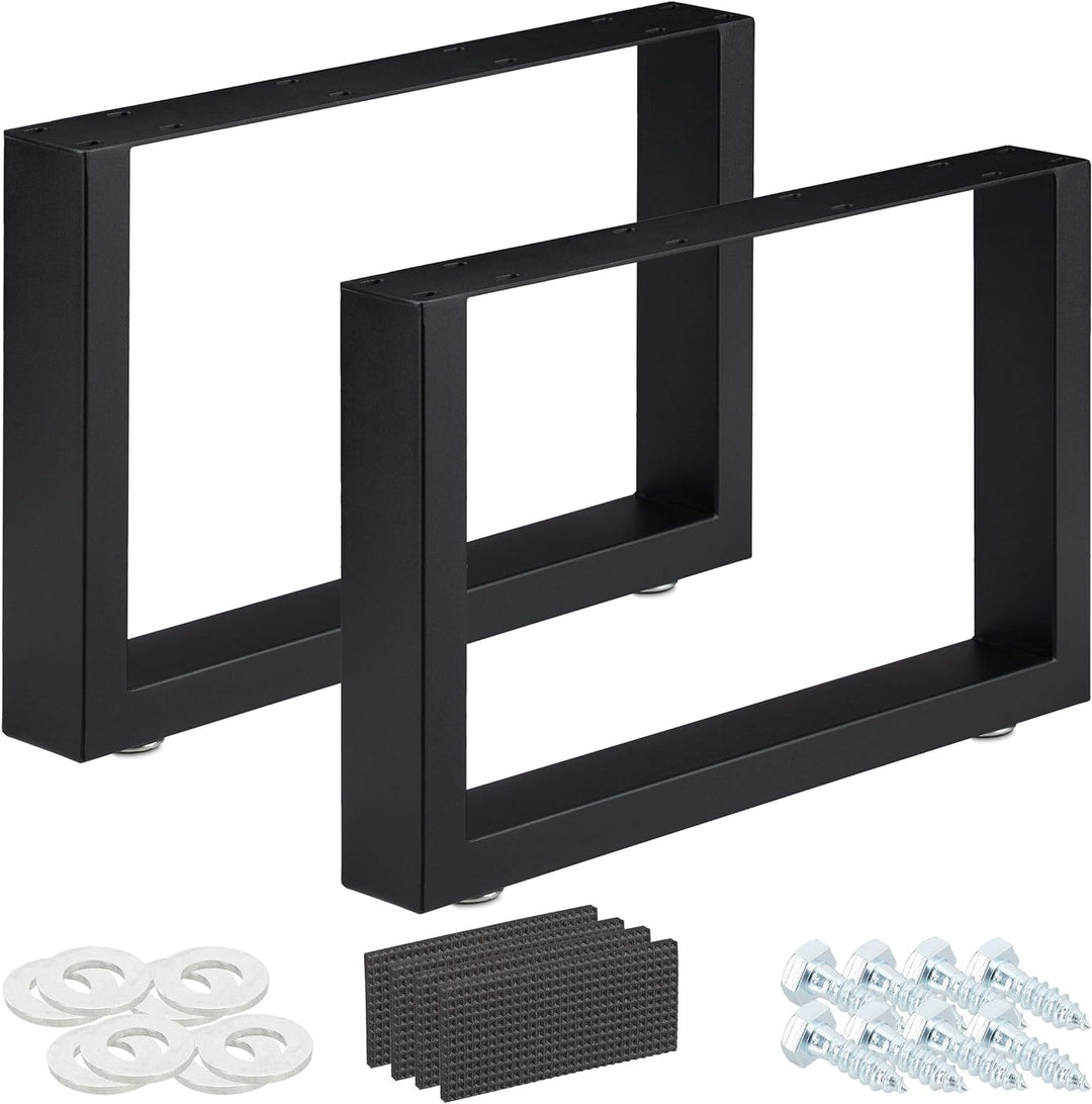 Relaxdays Tischkufen 2er Set, BxH: 64x40 cm, Metall Tischbeine Schreibtisch, Esstisch, Couchtisch, I