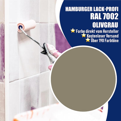 Hamburger Lack-Profi Fliesenlack MATT Olivgrau RAL 7002 Grau Fliesenfarbe im SET (1 L), 1 L