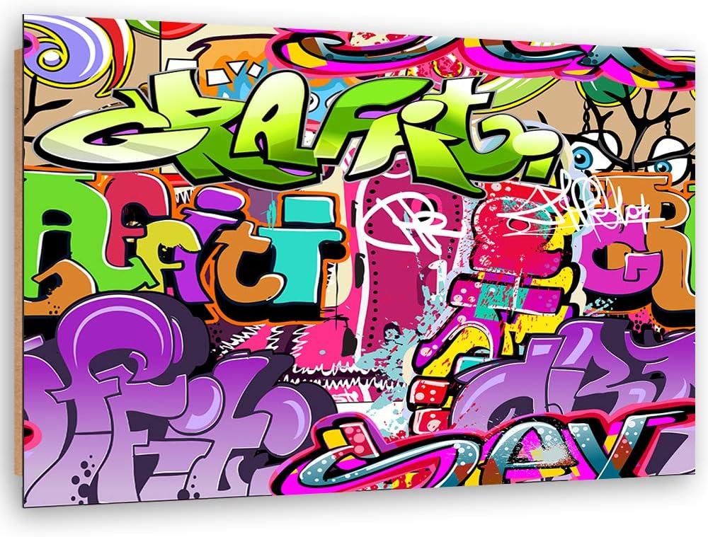 Wanddeko Graffiti Kunst modern Bilder für Wonzimmer Violett 100x70 cm M14501 100x70 cm, M14501 100x7