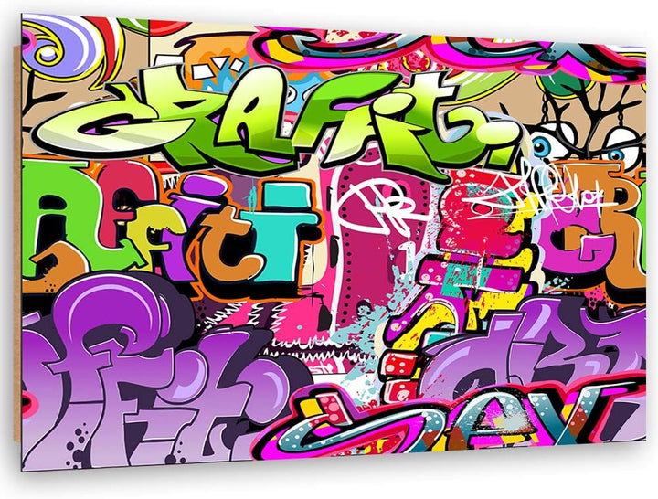 Wanddeko Graffiti Kunst modern Bilder für Wonzimmer Violett 100x70 cm M14501 100x70 cm, M14501 100x7