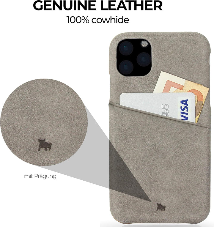BULLAZO Menor Urban – Schutzhülle Handy Hülle mit Kartenfach aus Leder kompatibel mit iPhone 11 Pro