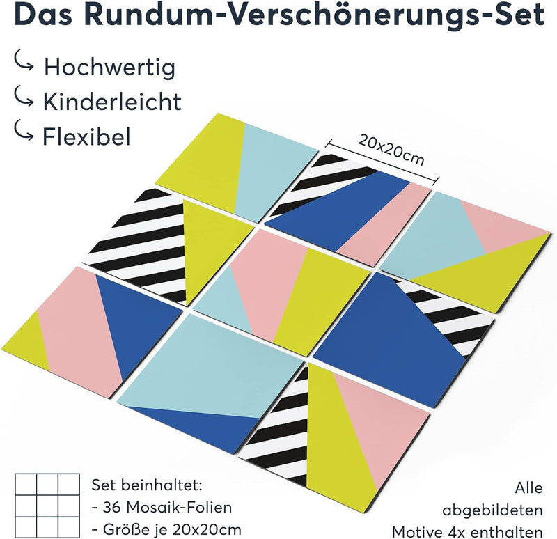 Fliesenfolie Klebefolie Fliesen - CREATISTO Fliesensticker I Klebe-Fliesen Aufkleber Folie Sticker K