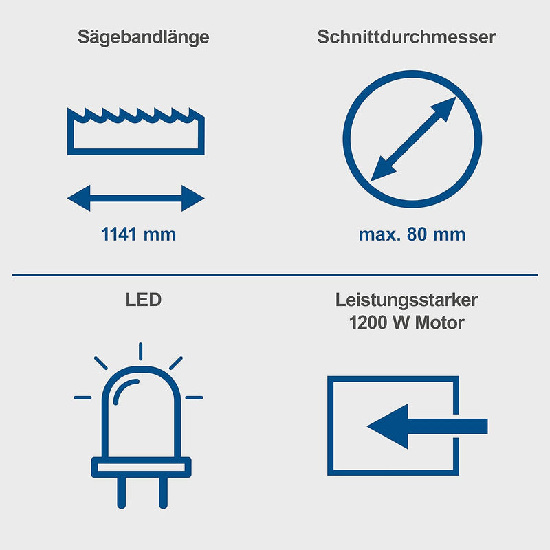 Scheppach MBS1200 Metallbandsäge Metallsäge Bandsäge inkl. Sägeband | 1200W Leistung | Schnitthöhe b