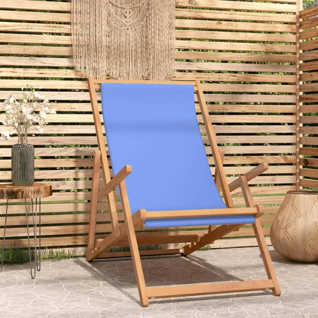 Tidyard Strandstuhl Klappbar Massivholz Teak Blau Klappstuhl Campingstuhl Gartenstuhl Strandliege Li