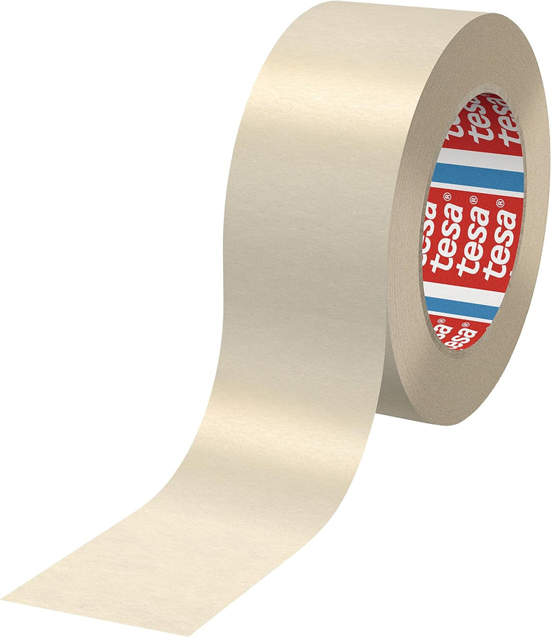 tesa® 4317 - 36 Rollen (Gewerbliches Gebinde), Flachgekrepptes Papierabdeckband für Lackierarbeiten