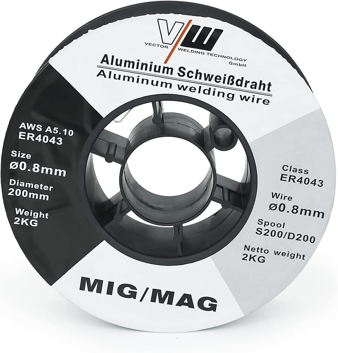 MIG MAG Schweissdraht ER4043 - Aluminium - Drahtrolle D200/S200-2kg - 0.8mm Durchmesser - VECTOR WEL