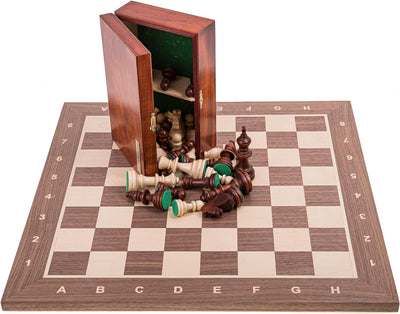 Square - Pro Schach Set Nr. 6 - NUSS - Schachbrett + Schachfiguren Staunton 6 + Kasten - Schachspiel