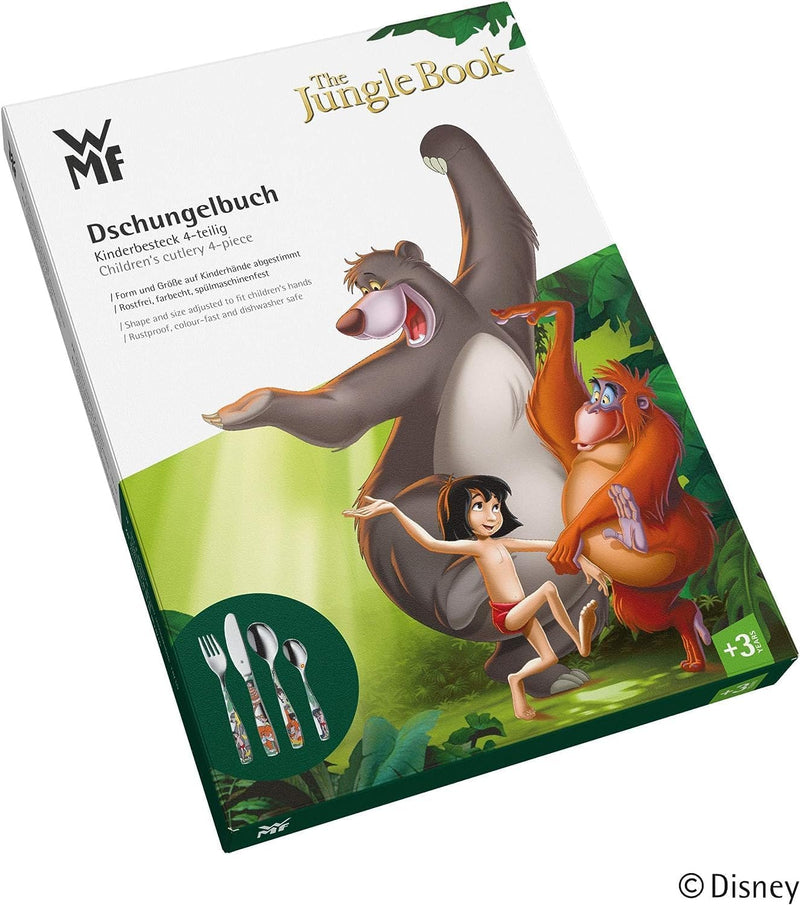 WMF Disney Dschungelbuch Kinderbesteck Set 4-teilig, Kinderbesteck Edelstahl, Besteck Kinder ab 3 Ja