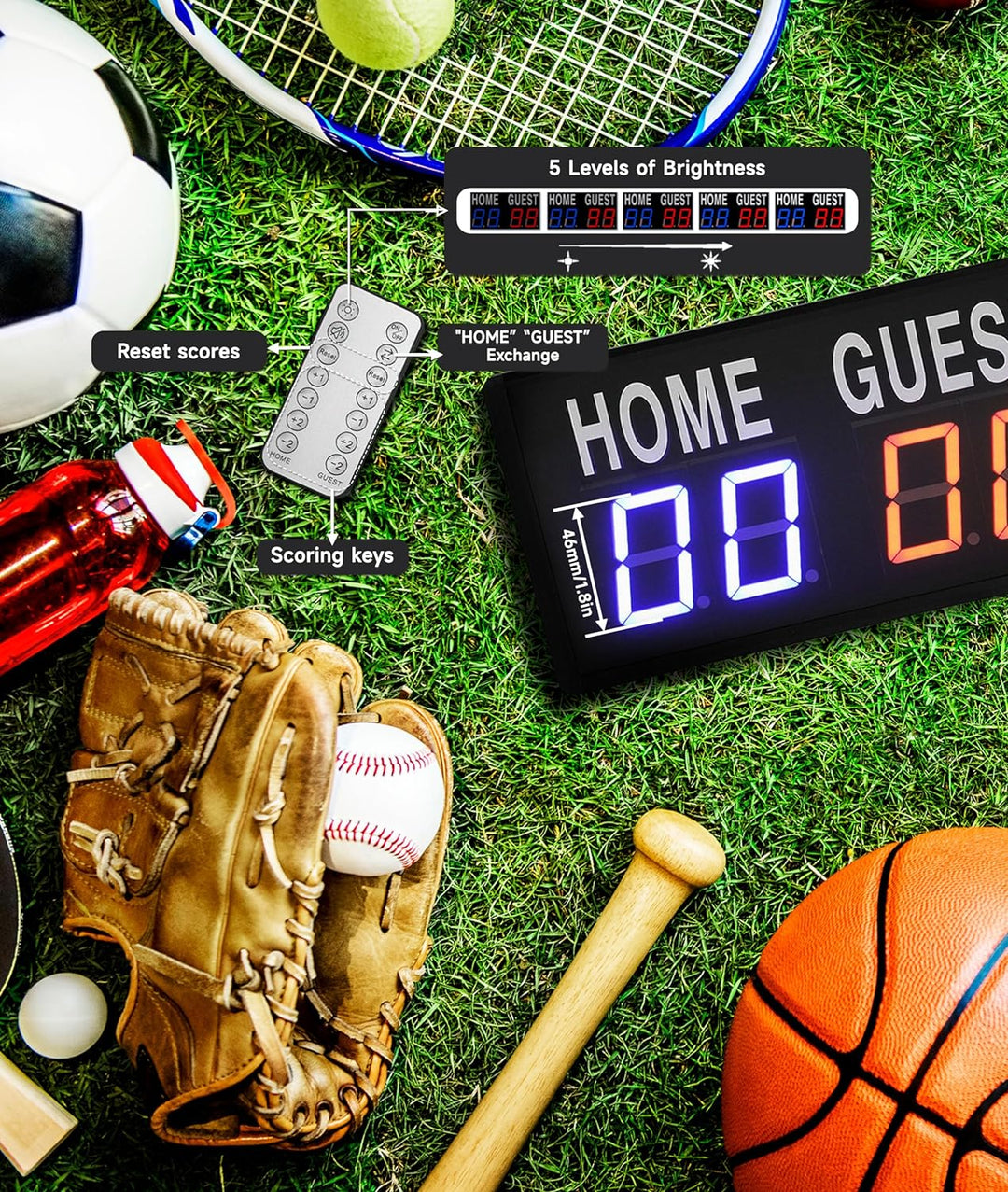 Gugxiom Digitale Punktzahl, Fernbedienungsmarker, hält die Ergebnisse von 1 bis 99, 5 einstellbare H