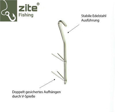 Zite Fishing Räucherhaken Set - 18 Stück V-Form Haken zum Fische Räuchern - Stainless Steel Smoking