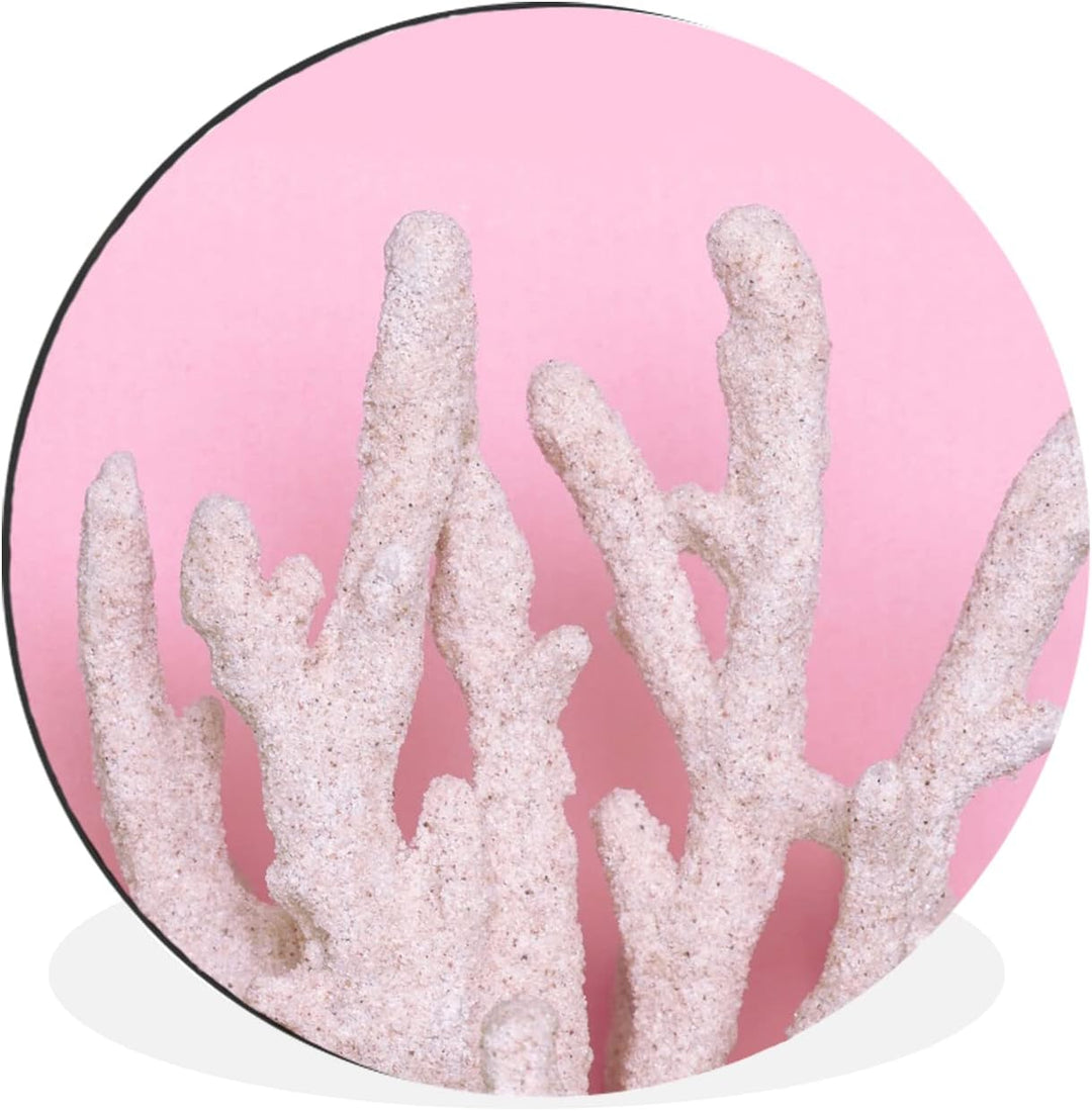 MuchoWow Wandbild Rund Wanddeko Deko Wohnzimmer Bilder 60x60 cm Koralle - Rosa - Sommer, 60x60 cm