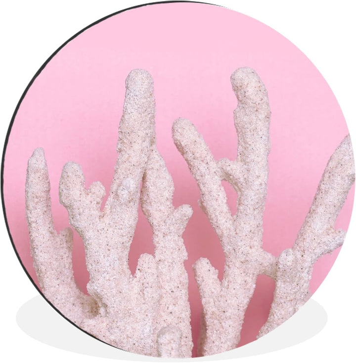 MuchoWow Wandbild Rund Wanddeko Deko Wohnzimmer Bilder 60x60 cm Koralle - Rosa - Sommer, 60x60 cm