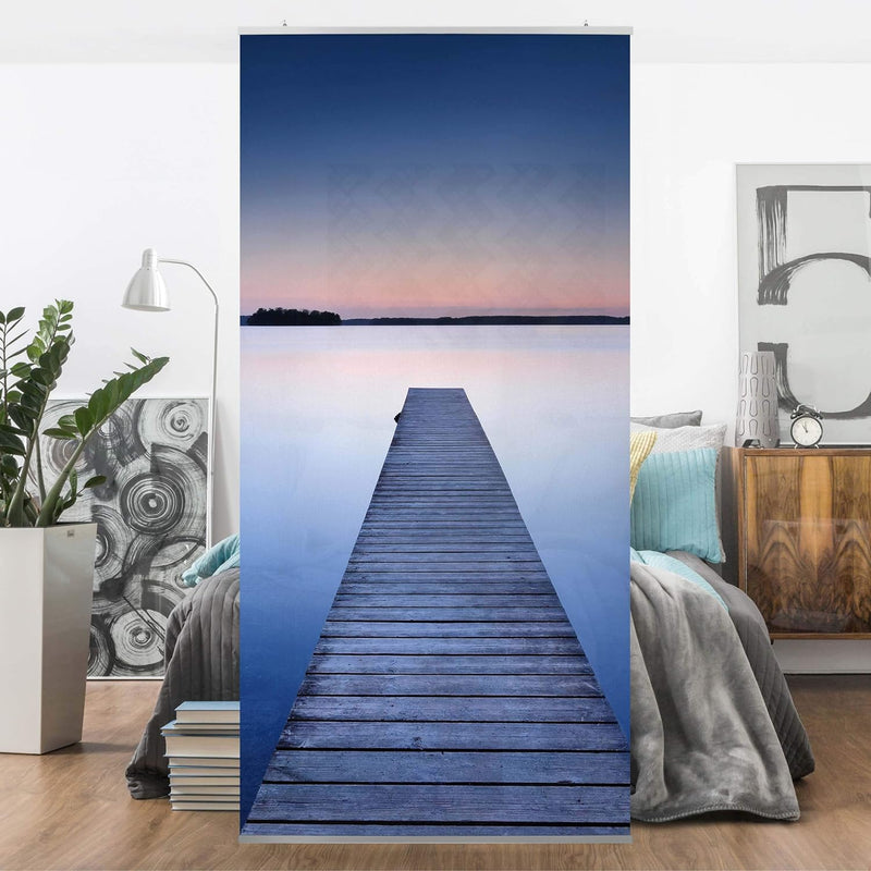 Bilderwelten Raumteiler Flusssteg bei Sonnenuntergang 250x120cm ohne Halterung, ohne Halterung