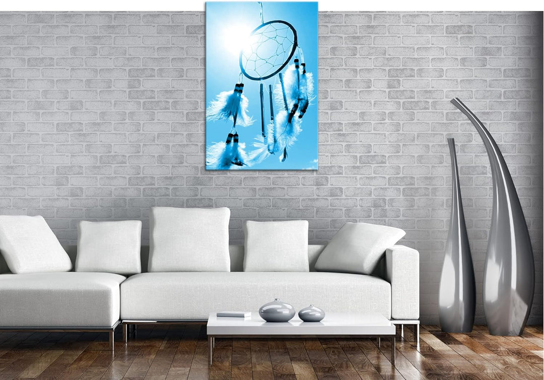 deyoli Sonniger Traumfänger Format: 80x60 Effekt: Monocrome Blau als Leinwandbild, Motiv fertig gera
