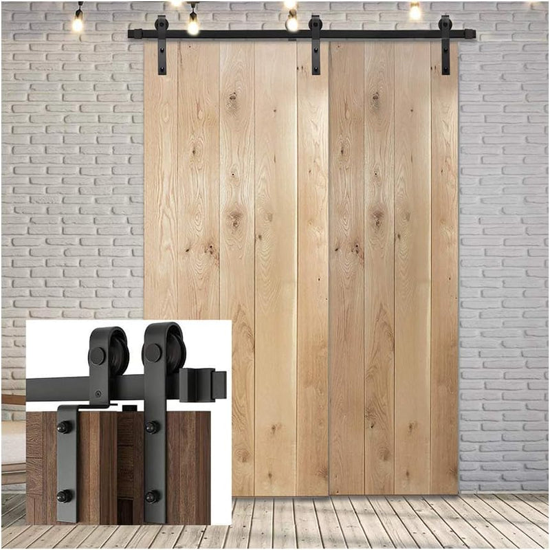 6.6FT/200cm Schiebetürbeschlag Barn Door Hardware Kit Laufschienen für Schiebetür Hängeschiene Schie