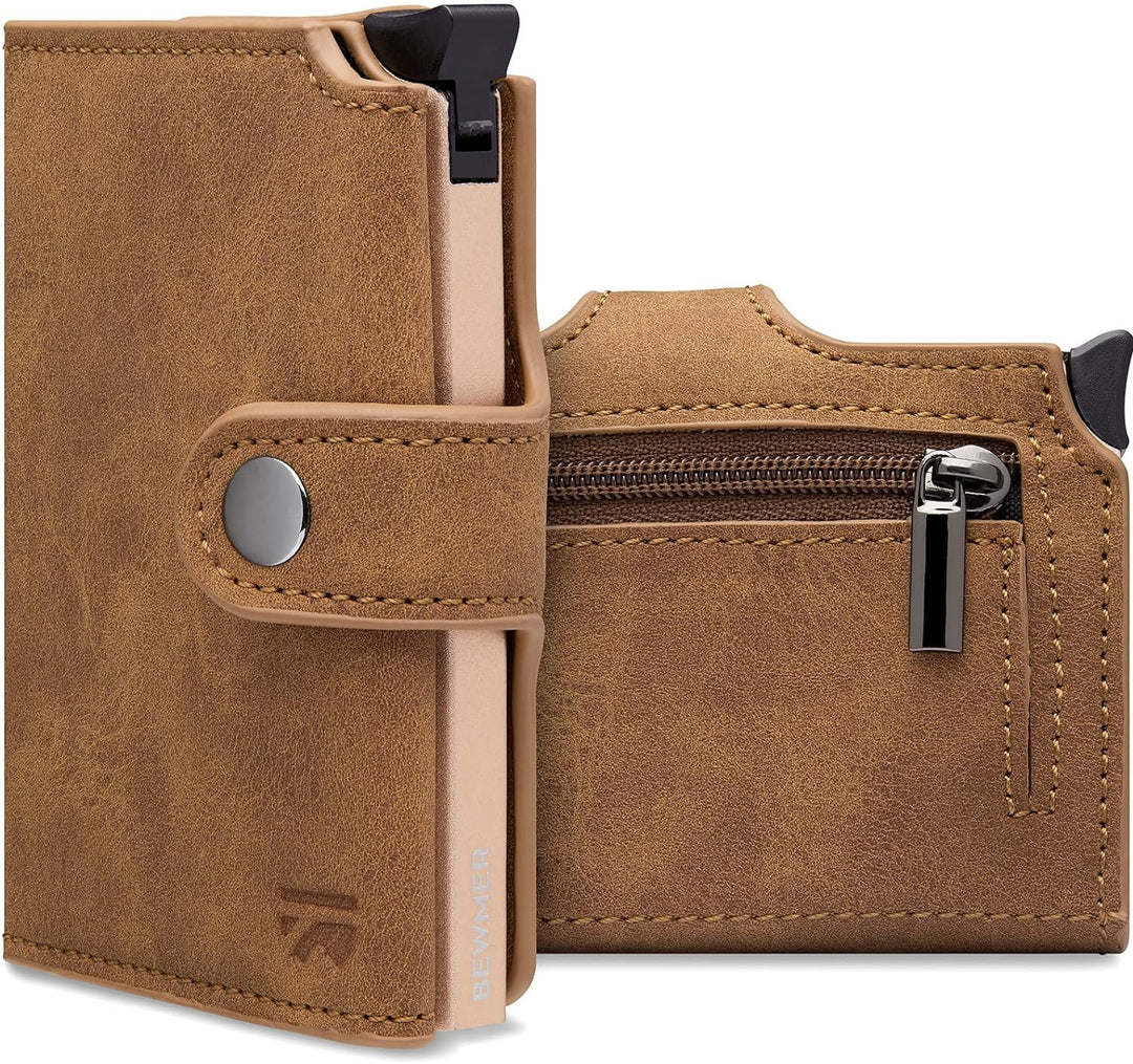 BEWMER 2 Shielded | Herren und Damen Slim Wallet mit RFID-Schutz Anti-Cloning | Kartenetui mit Münzf