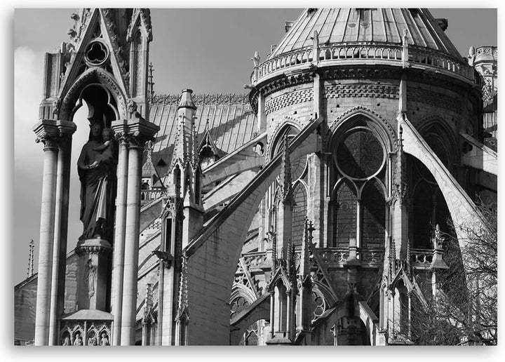Wandbild XXL Notre-Dame Deko Kunst Bilder Architektur schwarz-weiss 120x80 cm Deko paneel 120x80 cm