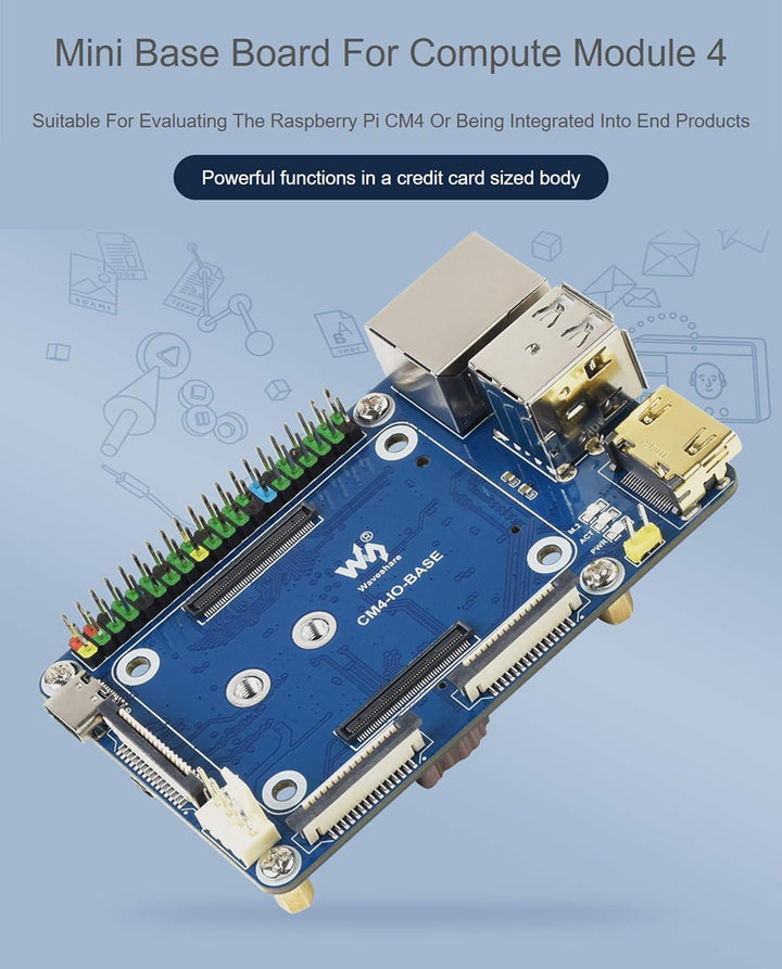 Waveshare Basisplatine für Raspberry Pi Compute Module 4 mit Standard CM4 Buchse und Raspberry Pi 40