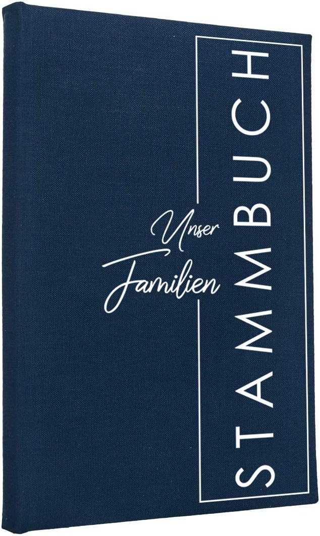 Hochzeitideal – Stammbuch der Familie Serie Family blau 21,0 cm x 15,0 cm - Buchbinderleinen Stammbu