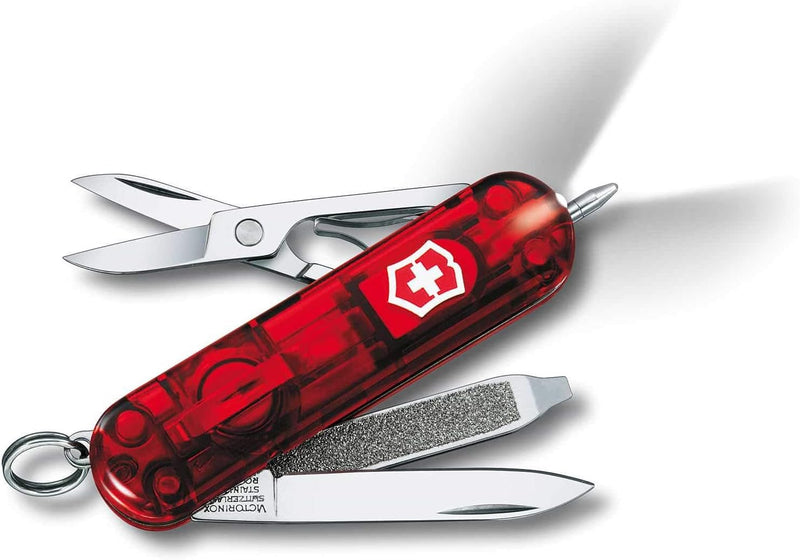 Victorinox Taschenmesser Signature Lite (7 Funktionen, Kugelschreiber, LED-Licht) Rot Transparent, R